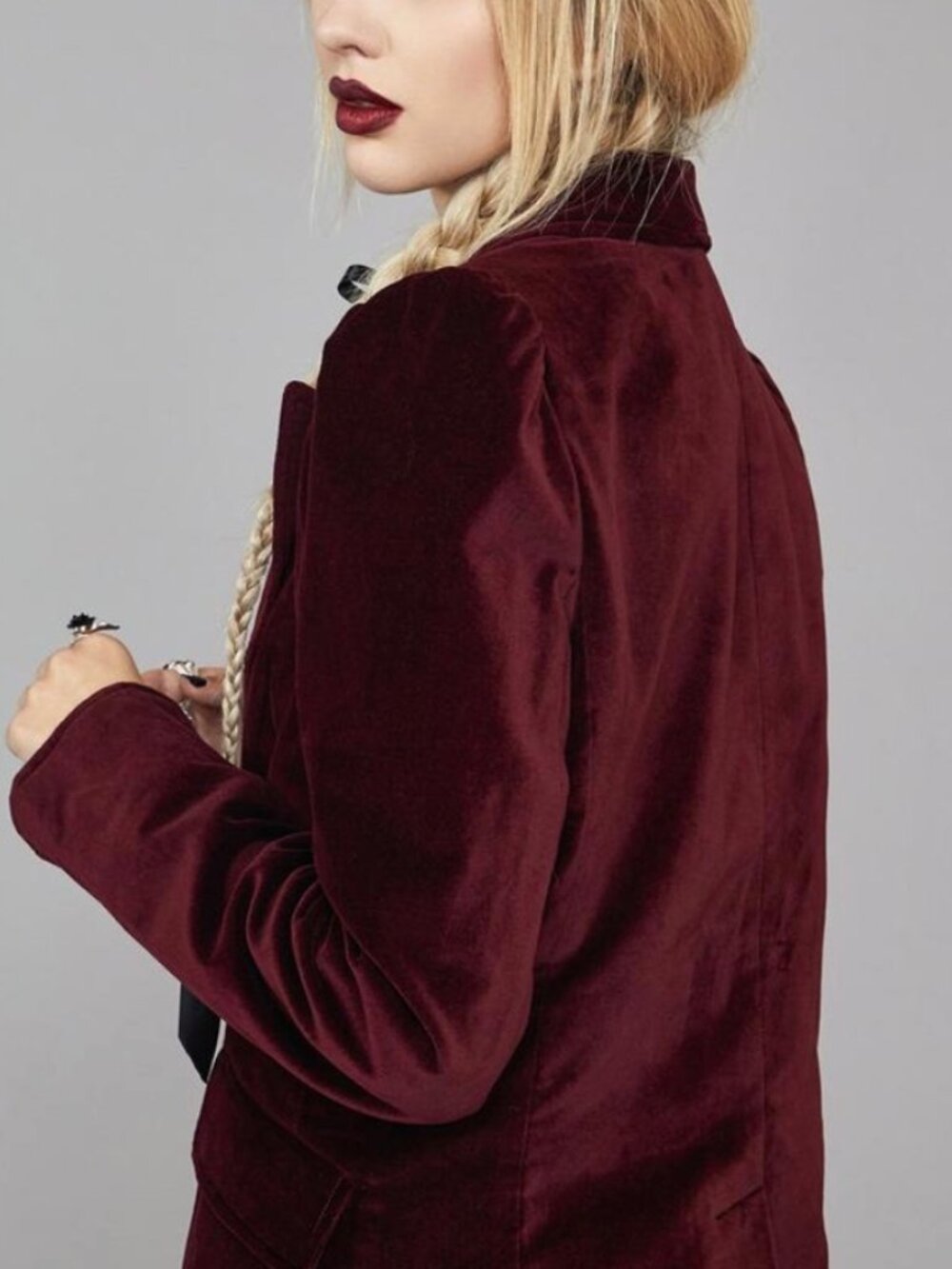 Regal Burgundy Velvet Jacket Blazer - Picture 4 of 5